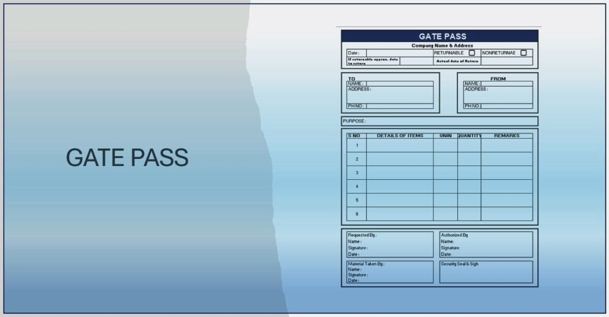 Gate Pass Format in Excel Download